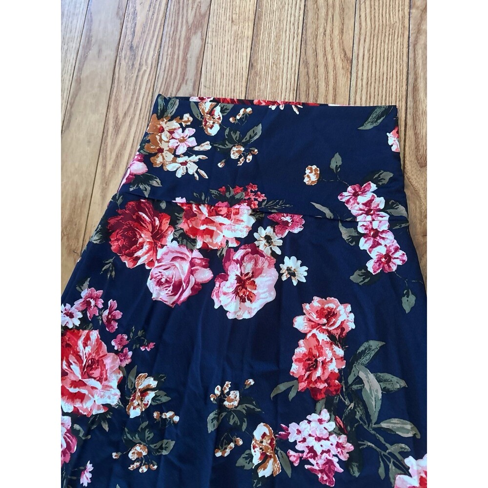 Maxi skirt dress navy floral flowers summer silky side slit romantic fairy NEW